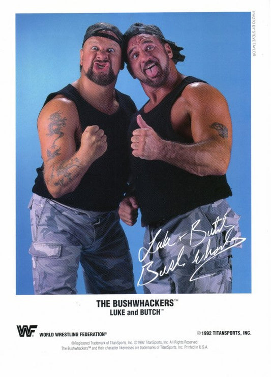 WWF-Promo-Photos1992-Bushwhackers-color-pre-printed-autograph-