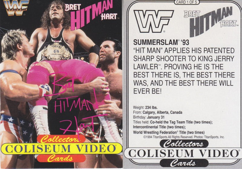 1994 Coliseum Video WWF Bret Hitman Hart Set (5) Nm approx 2017 value:$5 PW Catalog