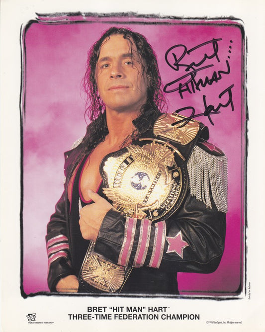 WWF-Promo-Photos1995-WWF-CHAMPION-Bret-Hitman-Hart-signed-RARE-color-