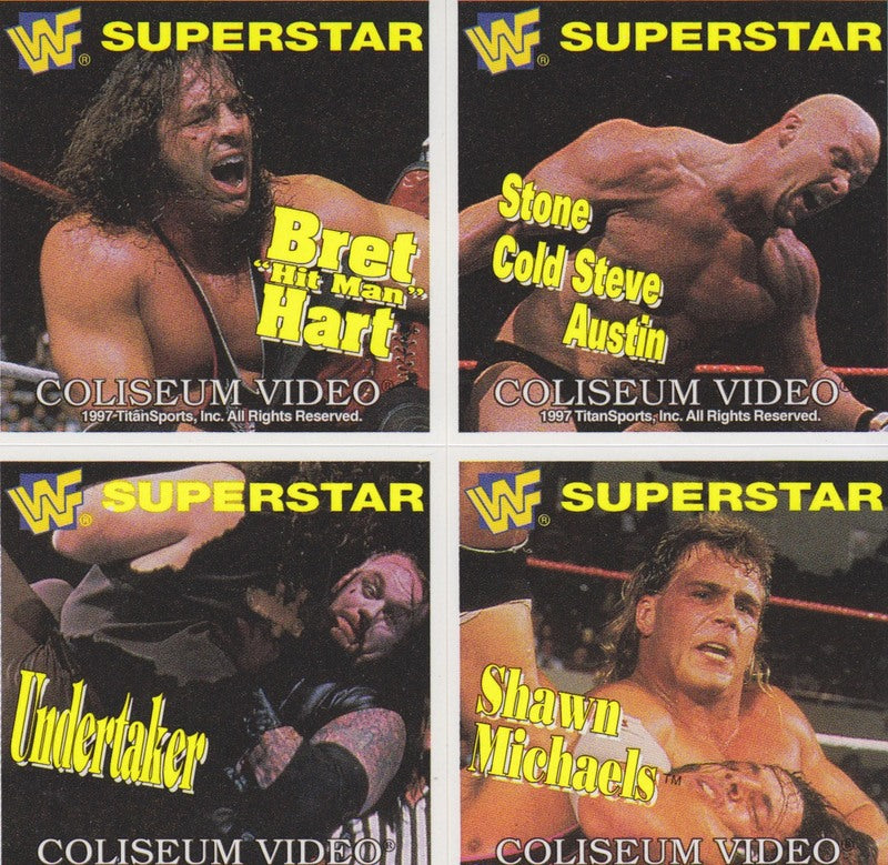 1997 Coliseum Video WWF Sticker Sheet of 4 PW Catalog