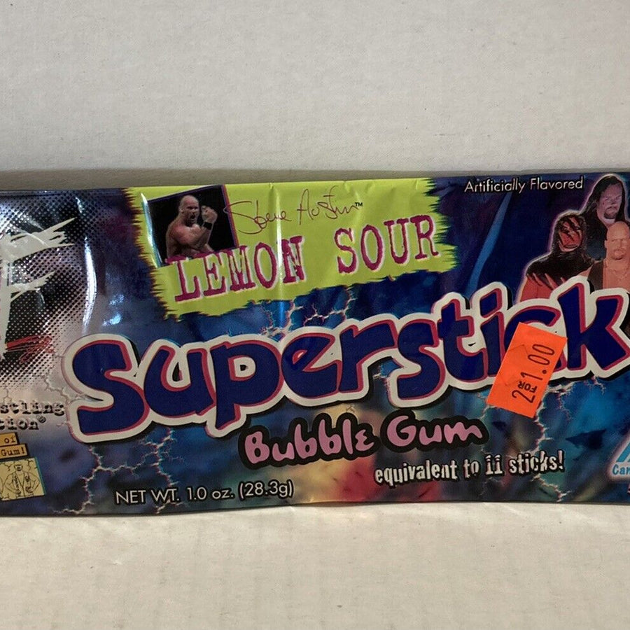 WWF Steve Austin Superstick 1999 Bubble Gum Lemon Sour PWcatalog