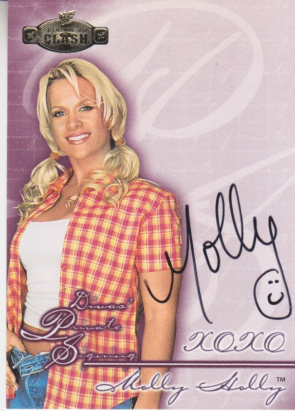 2001 Fleer WWE Championship Clash Diva Private Signing Molly autograph 2017 approx value:$50 PW Catalog