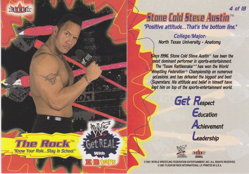 2001 K B Toys/Fleer WWF Get Real Set (20) Nm approx 2017 value:$150 PW Catalog