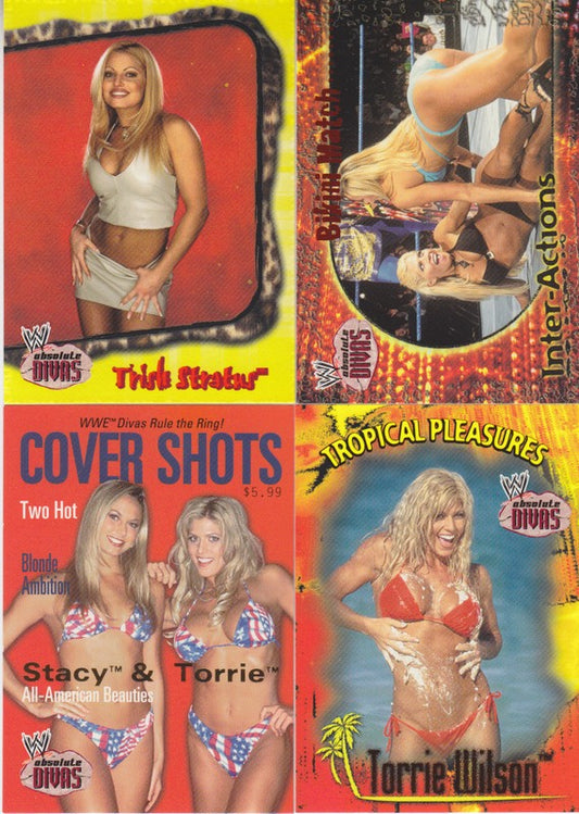 2002 Fleer WWF Absolute Divas Set (100+30 Posters,10 Tropical, 10 Covers,20 Interactions) Nm