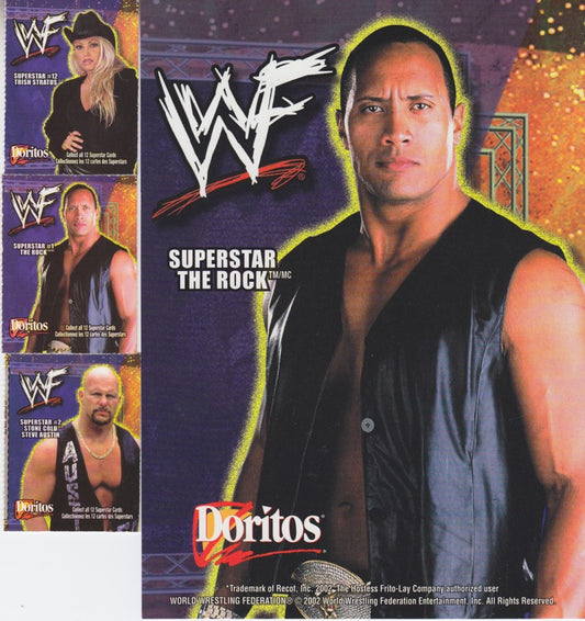 2002 Doritos WWF &nbsp;Superstars Set (12 +2 oversize Rock, Edge Cards) Nm