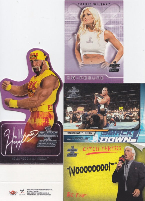 2002 Fleer WWF Raw vs. SmackDown Set (90+10 Exposure, 15 Catchphrases & 10 Box Topper Insert sets)Nm
