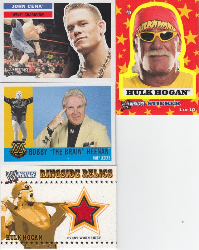 2005 Topps WWE Heritage (90+10 Stickers,5 Promos, 7 Relics inserts) NM PW Catalog