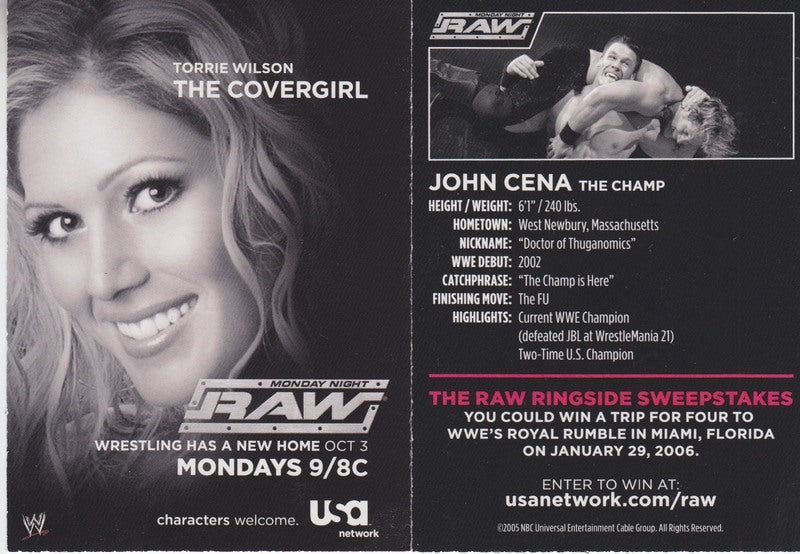 2005 NBC/Universal WWE Raw Ringside Sweepstakes Set (4) Nm