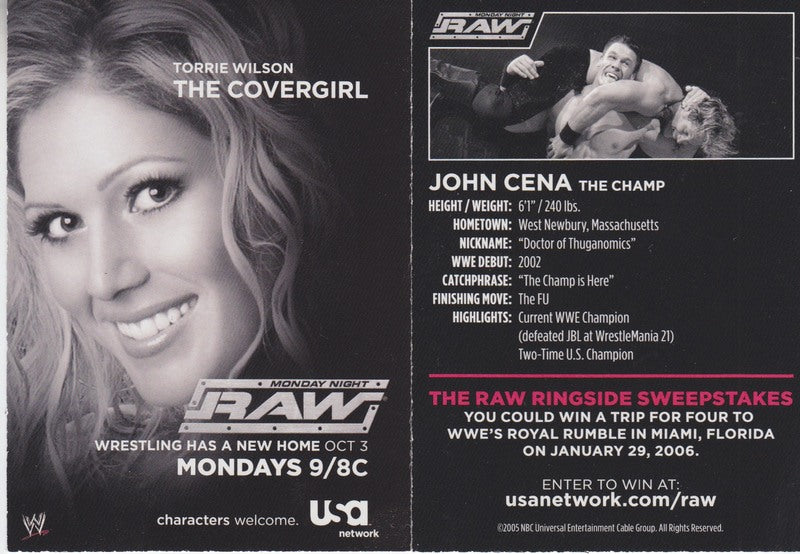 2005 NBC/Universal WWE Raw Ringside Sweepstakes Set (4) Nm PW Catalog