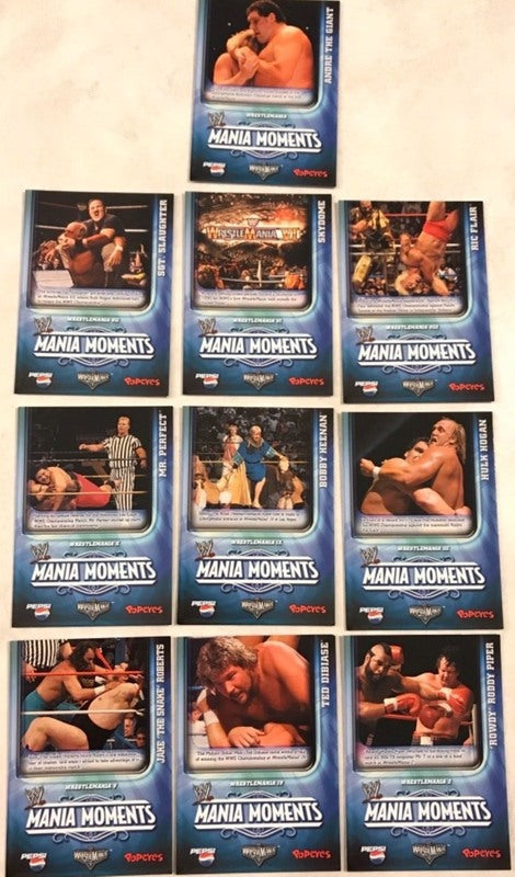2006 WWE Popeye's Mania Moments set (21) 2018 value: $300 (very rare) PW Catalog
