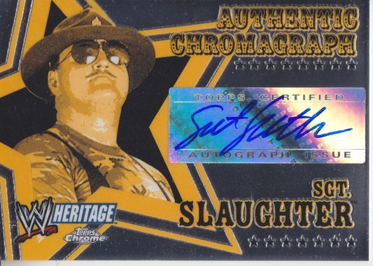 2006 Topps WWE Heritage Chrome Sgt.Slaughter Autograph 2017 Approx value:$20