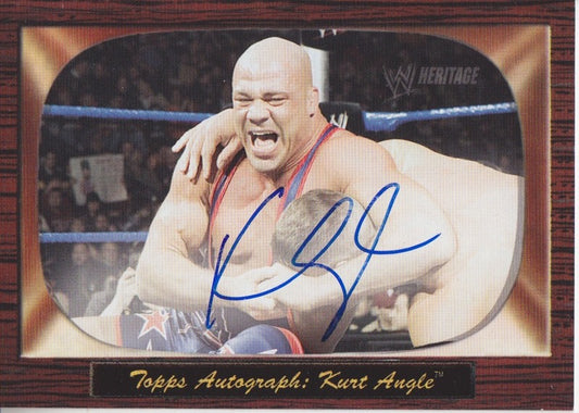 2005 Topps WWE Heritage Kurt Angle Autograph 2017 approx value:$50 (complete set of 17 w/ both signed/unsig Flair) 2018 value of set:$1500