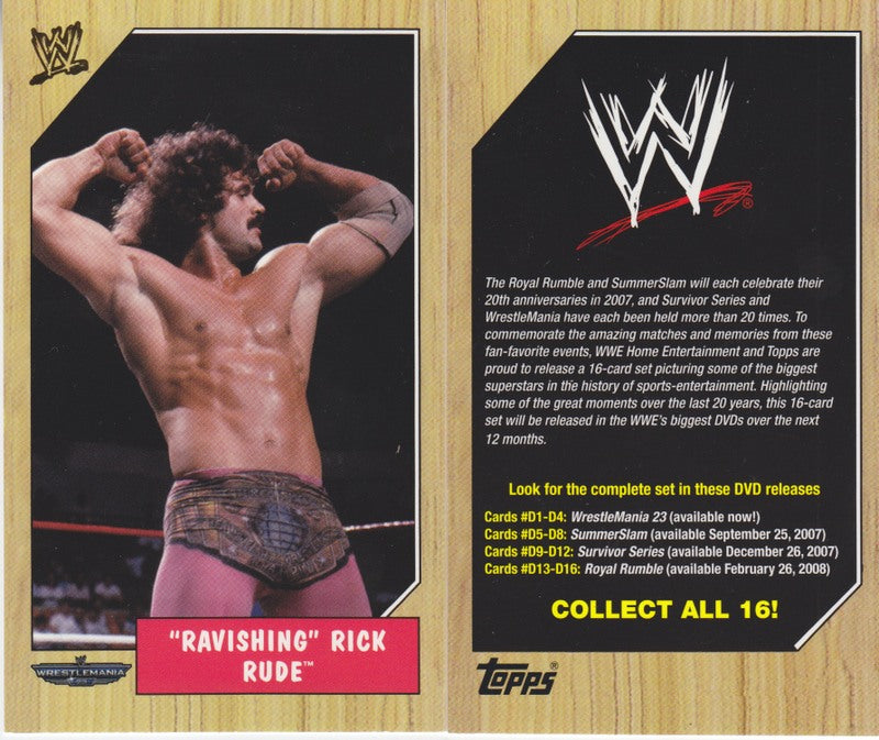2007/08 Topps WWE DVD Collection Trading Cards Set (16--4 Series of 4 w/ checklist) Nm approx 2017 value:$200 PW Catalog