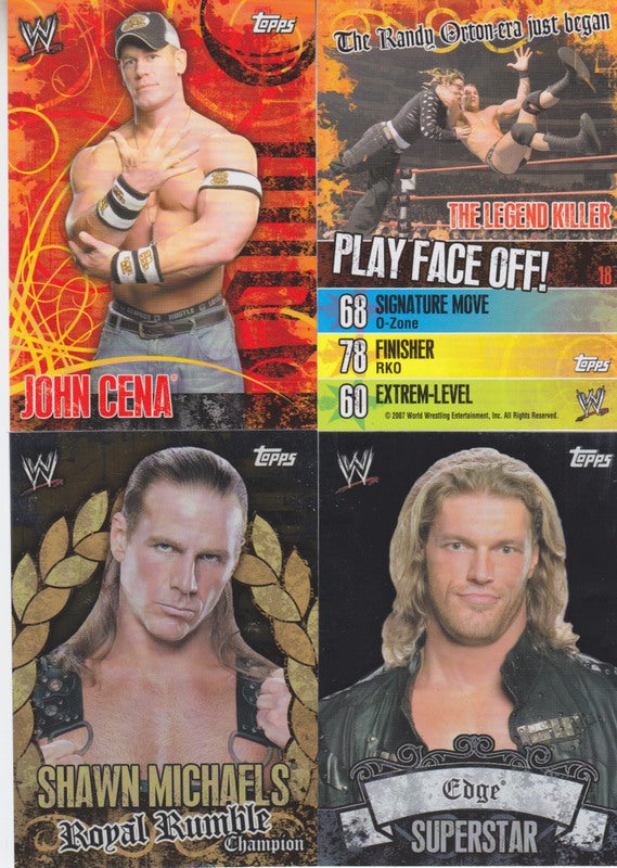 2007 Topps (UK) WWE Face Off Set (132+22 Foils,10 Rumble Champs) Nm