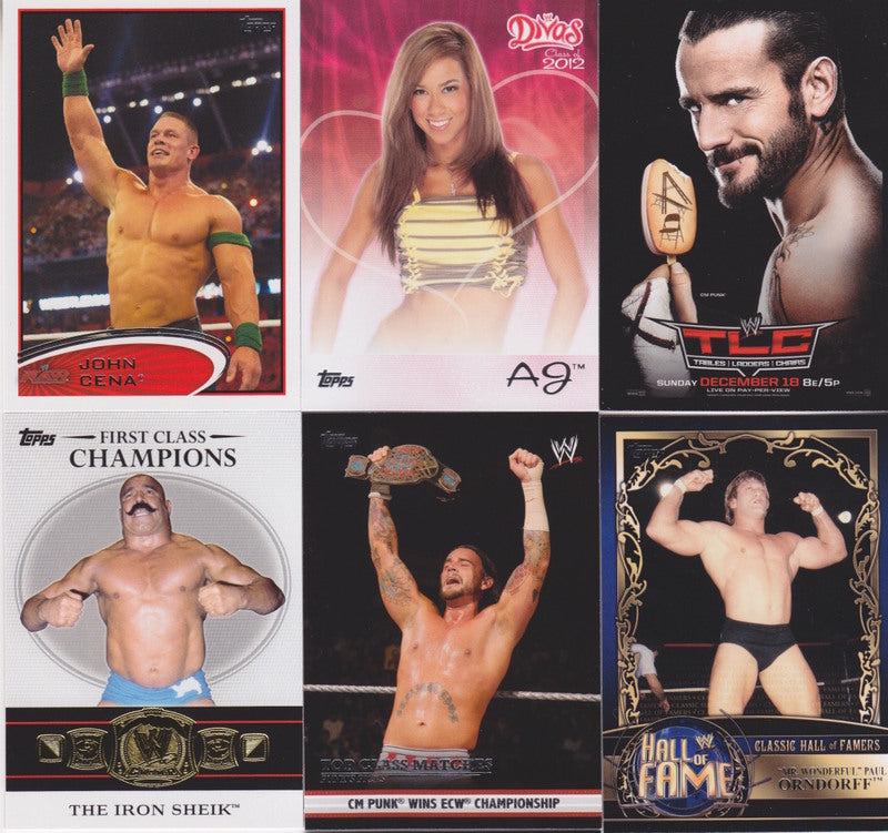 2012 Topps WWE Trading Cards set(90+3) w/Divas,Events,Punk Picks, HOF,Champions inserts