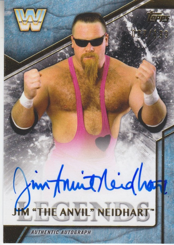 2017 Topps WWE Legends Jim "The Anvil" Neidhart auto 2018 approx value:$40 PW Catalog