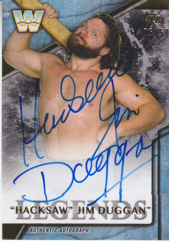 2017 Topps WWE Legends Hacksaw Jim Duggan auto 2018 approx value:$20 PW Catalog