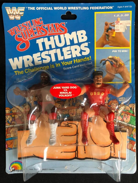 WWF LJN Wrestling Superstars Thumb Wrestlers Junk Yard Dog vs. Nikolai Volkoff