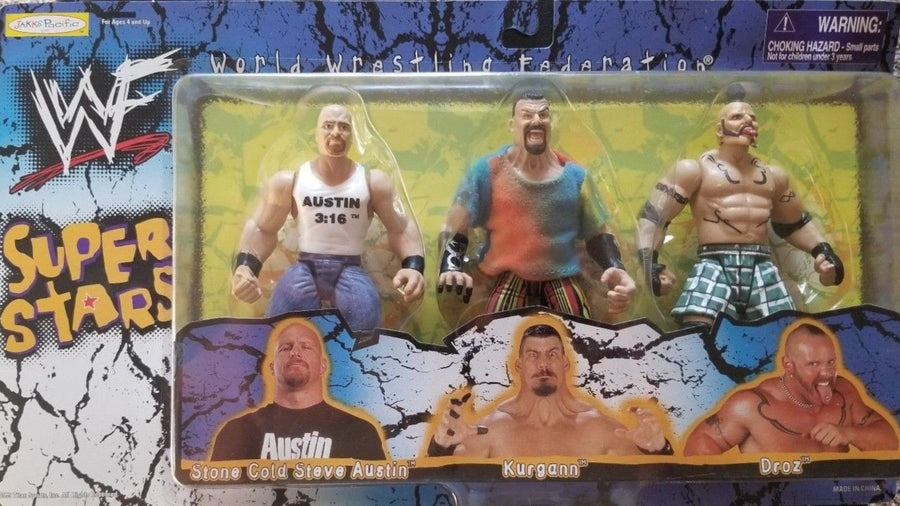 1999 WWF Jakks Pacific SummerSlam '99 "Deadly Games" Box Set: Stone Cold Steve Austin, Kurgann & Droz [Exclusive] Action & Toy Figures PWcatalog