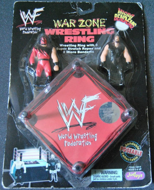 WWF Just Toys Micro Bend-Ems War Zone Wrestling Ring Kane & Undertaker