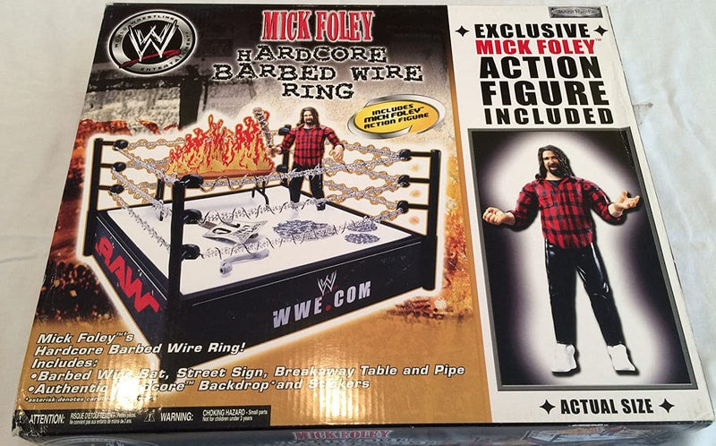 WWE Jakks Pacific Hardcore Barbed Wire Ring [With Mick Foley, Exclusive] Action & Toy Figures PWcatalog