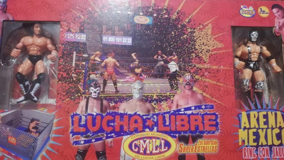 CMLL Hag Distribuidoras Super Estrellas Wrestling Rings & Playsets: Arena Mexico [With Hijo del Perro Aguayo & Dr. Wagner Jr. in Black Gear]