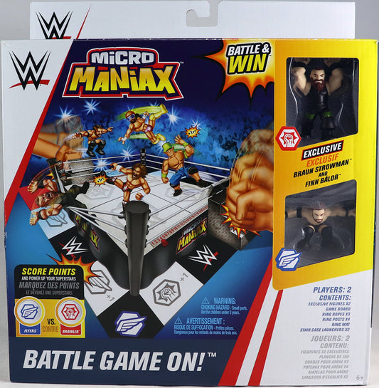 WWE Wicked Cool Toys Micro Maniax Wrestling Rings & Playsets: Micro Maniax Battle Game On! [With Braun Strowman & Finn Balor]