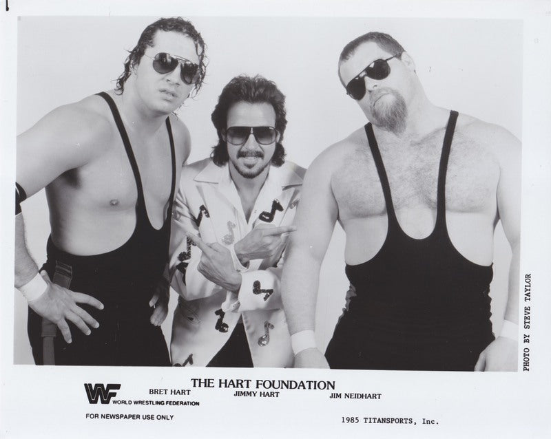 1985 Hart Foundation w/Jimmy Hart (debut promo) PWcatalog