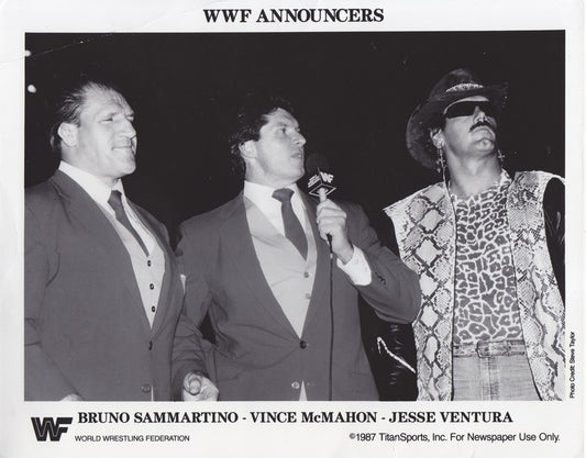1987 WWF Announcers Vince McMahon, Bruno Sammartino Jesse Ventura (RARE) (Superstars of Wrestling)