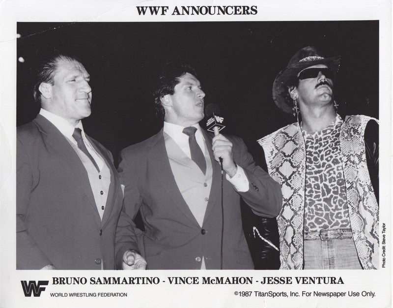 1987 WWF Announcers Vince McMahon, Bruno Sammartino Jesse Ventura (RARE) (Superstars of Wrestling)