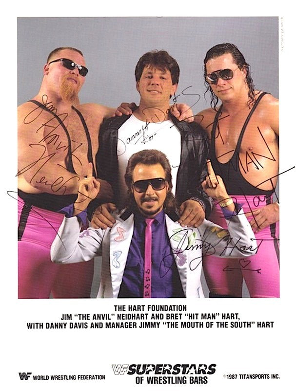 1987 Hart Foundation w/D.Davis J.Hart Superstars of Wrestling Ice Cream Bars set (12) (all facsimile autos) PWcatalog