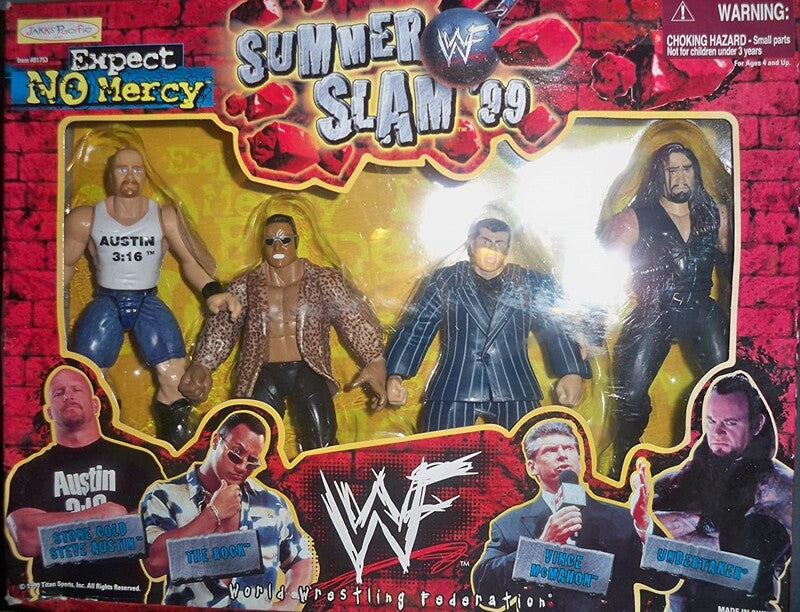 1999 WWF Jakks Pacific SummerSlam '99 Expect No Mercy Box Set: Stone Cold Steve Austin, The Rock, Vince McMahon & Undertaker [Exclusive] Action & Toy Figures PWcatalog
