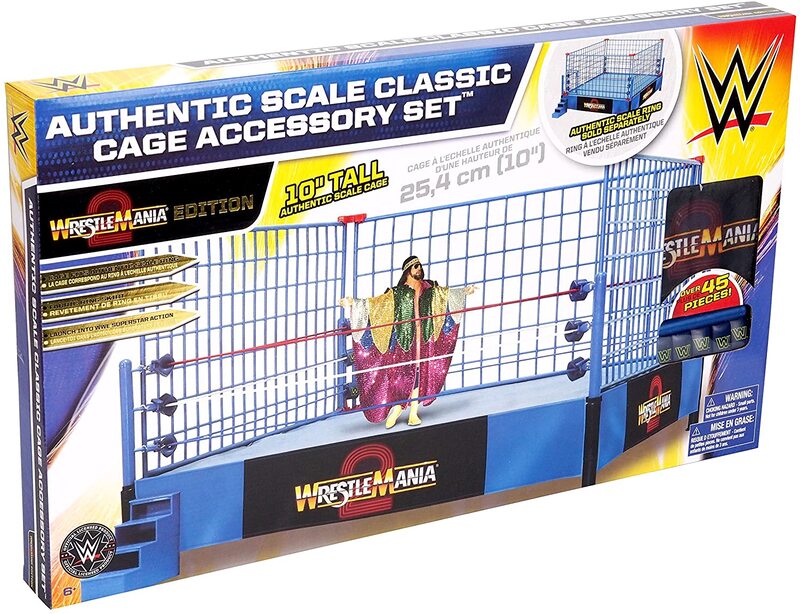 WWE Wicked Cool Toys Authentic Scale Classic Cage Accessory Set [WrestleMania 2 Edition, Exclusive] Action & Toy Figures PWcatalog