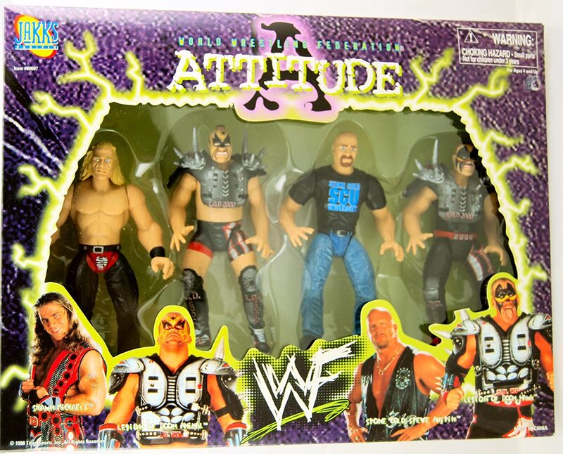 1998 WWF Jakks Pacific Attitude Box Set: Shawn Michaels, Animal, Stone Cold Steve Austin & Hawk [Exclusive] Action & Toy Figures PWcatalog