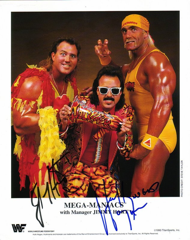 WWF-Promo-Photos1993-Mega-Maniacs-signed-by-Hart-Hogan-color-