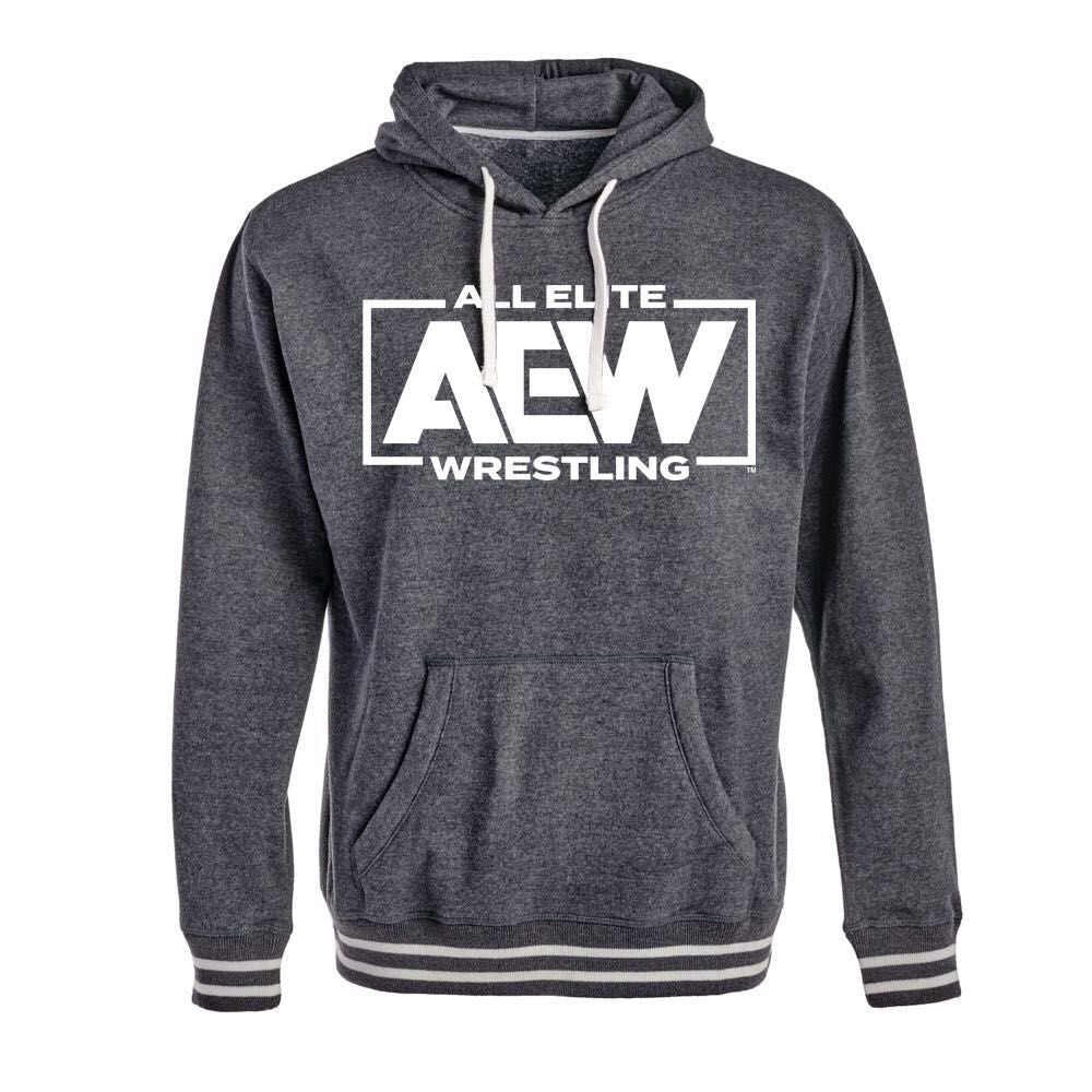 AEW Heather Black Striped Pullover Hoodie Pwcatalog