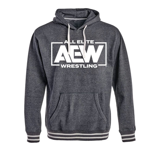 AEW Heather Black Striped Pullover Hoodie