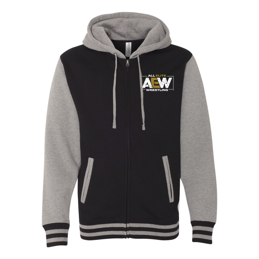 AEW Logo Premium Varsity Zip Hoodie Pwcatalog