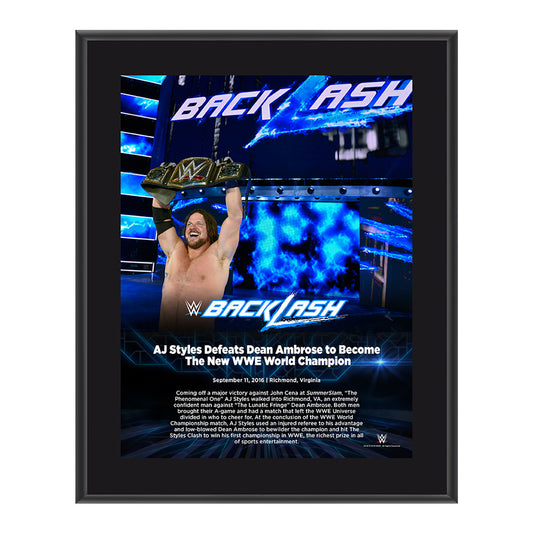 AJ Styles Backlash 2016 10 x 13 Photo Plaque