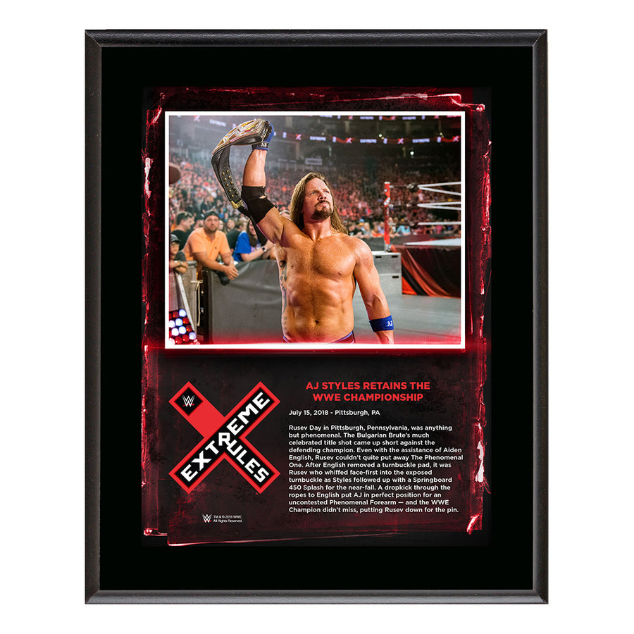 AJ Styles Extreme Rules 2018 10 x 13 Plaque Pwcatalog