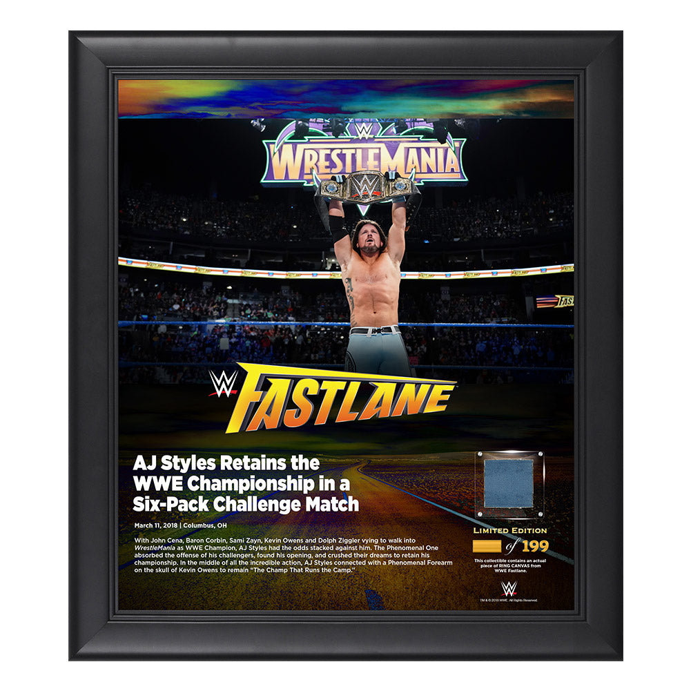 AJ Styles FastLane 2018 15 x 17 Framed Plaque w Ring Canvas