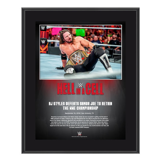 AJ Styles Hell in a Cell 2018 10 x 13 Commemorative Plaque