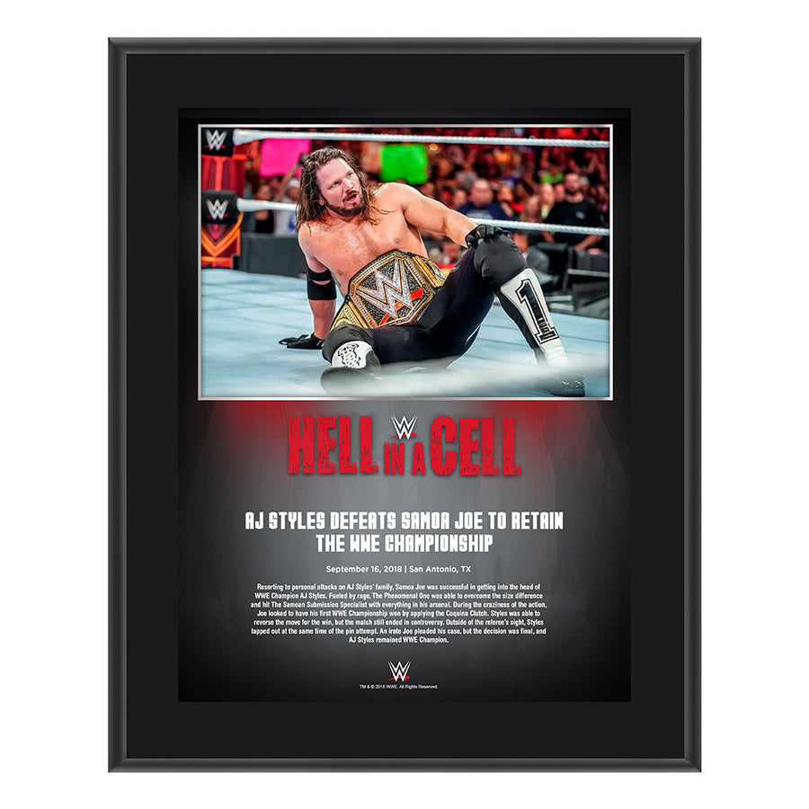 AJ Styles Hell in a Cell 2018 10 x 13 Commemorative Plaque Pwcatalog