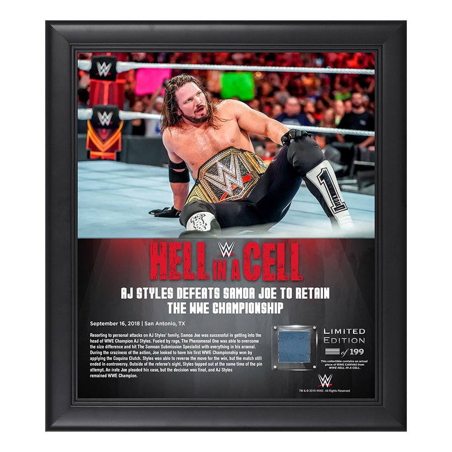 AJ Styles Hell in a Cell 2018 15 x 17 Framed Plaque w Ring Canvas Pwcatalog