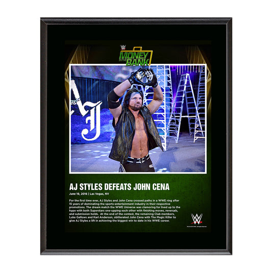 AJ Styles Money In The Bank 2016 10 x 13 Photo Plaque