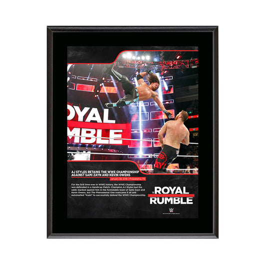AJ Styles Royal Rumble 2018 10 x 13 Commemorative Photo Plaque