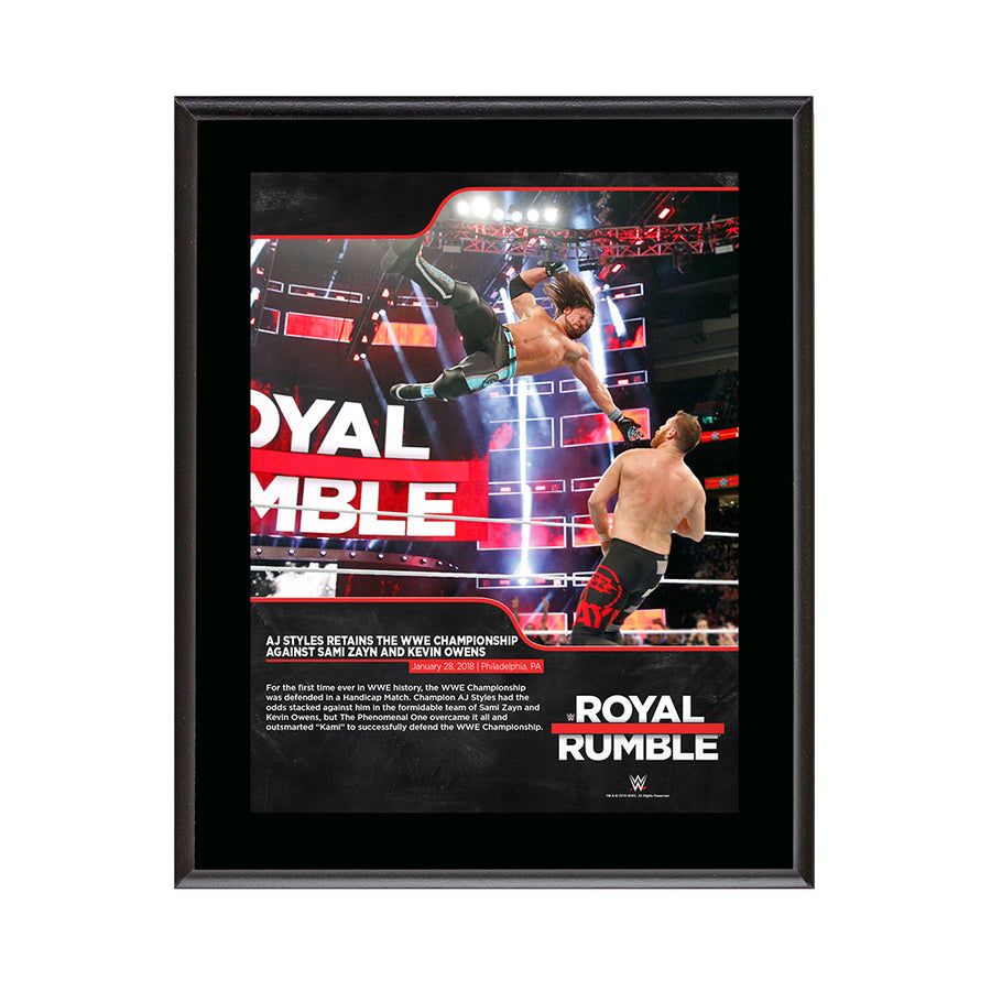 AJ Styles Royal Rumble 2018 10 x 13 Commemorative Photo Plaque Pwcatalog