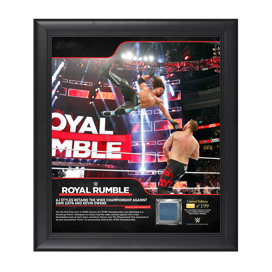 AJ Styles Royal Rumble 2018 15 x 17 Framed Plaque w Ring Canvas Pwcatalog