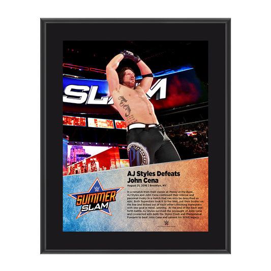 AJ Styles SummerSlam 2016 10 x 13 Photo Plaque