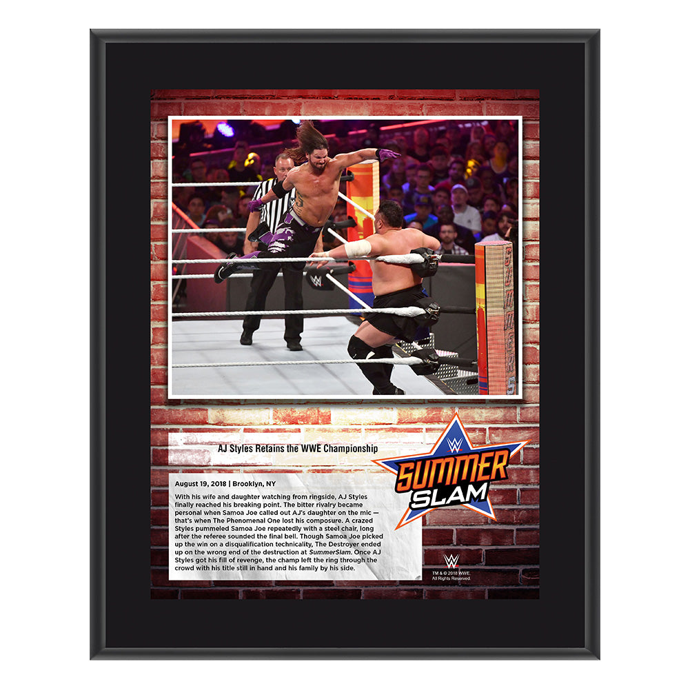 AJ Styles SummerSlam 2018 10 x 13 Commemorative Plaque